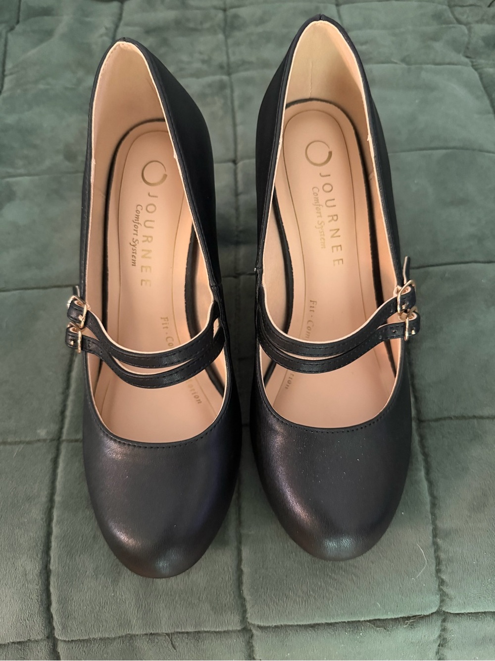 Journee Collection Black Double-Strap Mary Jane Pumps